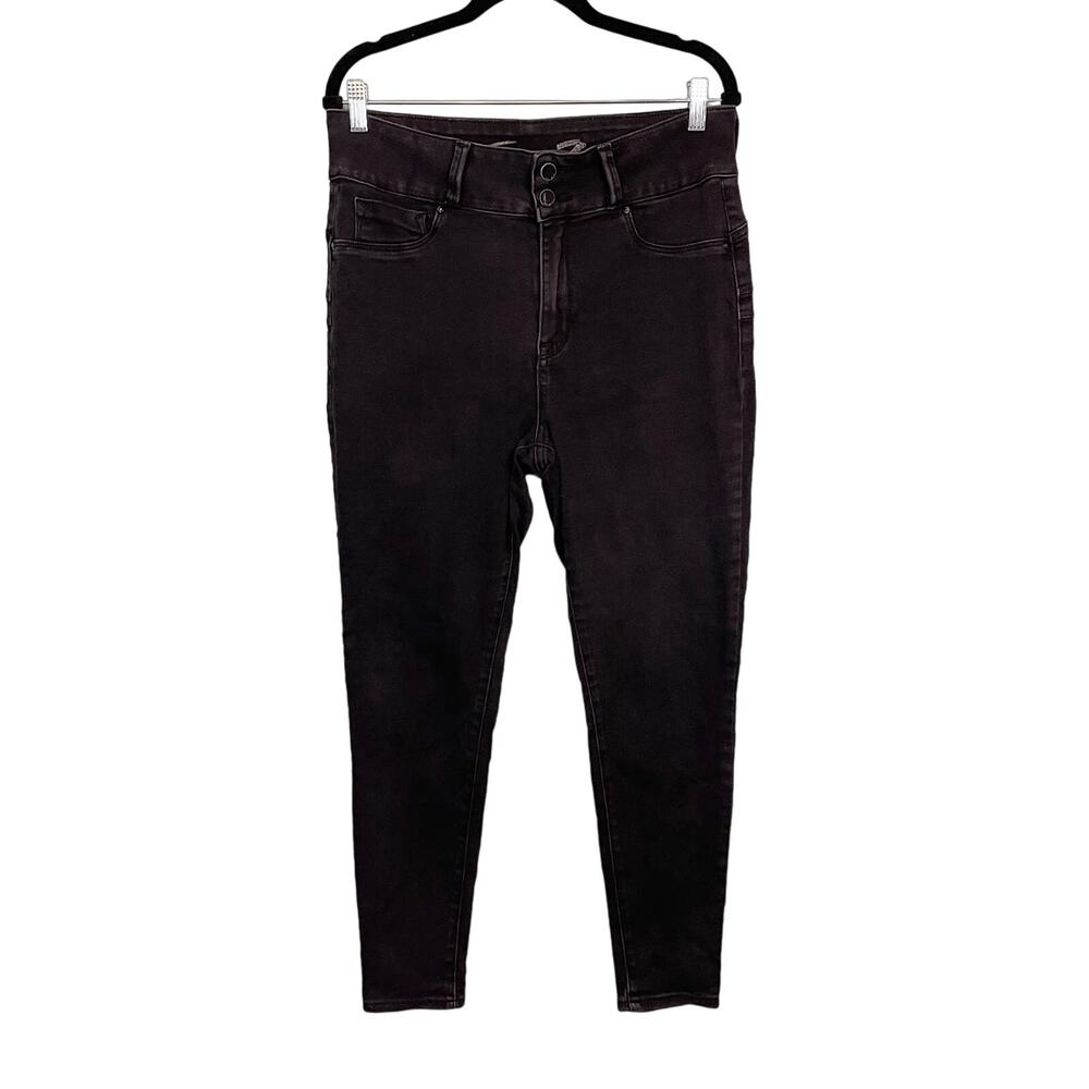 Seven7 Jeans Women 14 Black Denim Ankle Slim Fit Skinny Mid Rise Casual Stretch - Picture 1 of 9